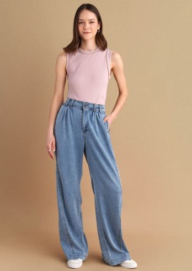 Παντελόνι wide leg τύπου denim - 5206634910264