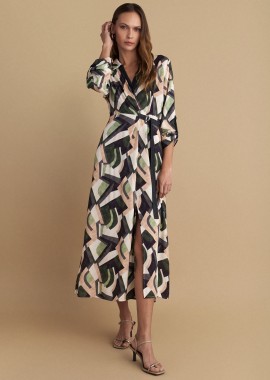 Φόρεμα μίντι με γεωμετρικά μοτίβα - 5206634936424