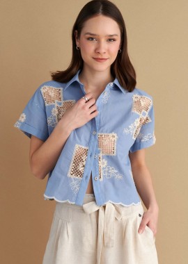 Πουκάμισο κοντομάνικο με κεντήματα - 5206634946829