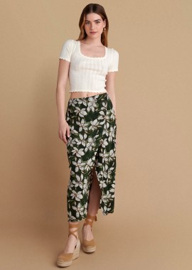 Φούστα μίντι με άνοιγμα στο πλάι - 5206634953223