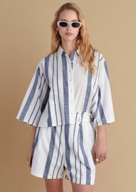 Πουκάμισο cropped ριγέ - 5206634953698