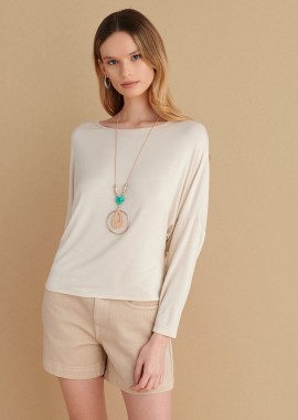 Μπλούζα με άνοιγμα στη πλάτη και κολιέ - 5206634956224