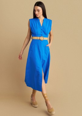 Φόρεμα αμάνικο με ζώνη ψάθινη - 5206634960078