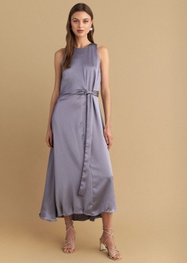 Μίντι αμάνικο σατέν φόρεμα - 5206634971661