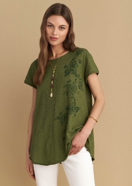 Μπλούζα φλάμα με abstract φλοράλ σχέδιο - 5206634971913