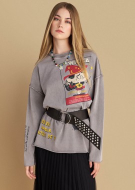 Φούτερ με τύπωμα και κολιέ - 5206634978516