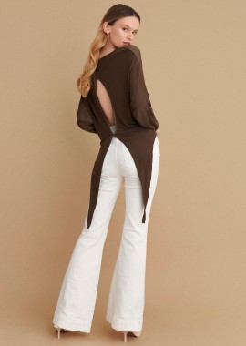 Μπλούζα με άνοιγμα στη πλάτη και κολιέ - 5206634992055