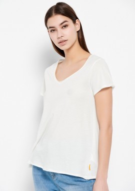 Βαμβακερό t-shirt με άνοιγμα V