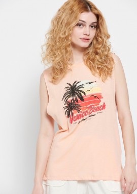 Γυναικείο αμάνικο t-shirt με τύπωμα