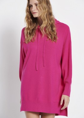 Relaxed fit μίνι πλεκτό φόρεμα με κουκούλα