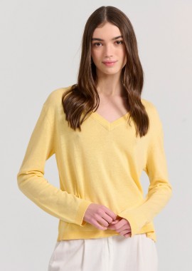 Γυναικεία linen blend lightweight πλεκτή μπλούζα