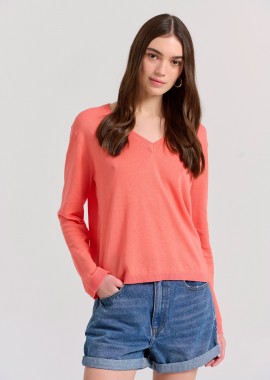 Γυναικεία linen blend lightweight πλεκτή μπλούζα