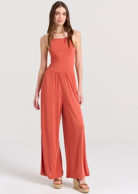 Wide leg fit ολόσωμη φόρμα με πλαϊνά ανοίγματα