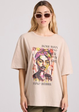 Loose fit t-shirt με bohemian τύπωμα