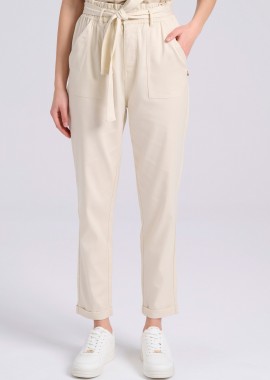 Lyocell blend cropped παντελόνι με ζώνη