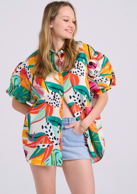 Loose fit πουκάμισο με exotic τύπωμα