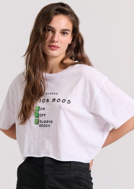 Loose fit cropped t-shirt με τύπωμα