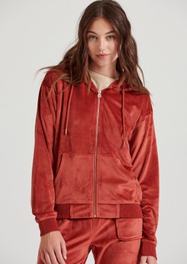 Βελουτέ ζακέτα με κουκούλα