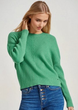 Cropped πλεκτή μπλούζα με βισκόζη