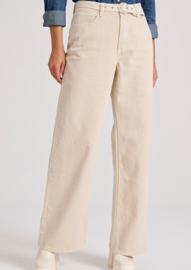 Straight fit garment dyed τζιν παντελόνι με ζώνη