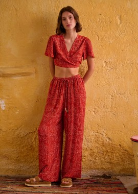 Loose fit εμπριμέ παντελόνα σε boho look