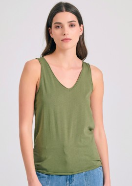 Γυναικείο tank top με raw cuts τελειώματα