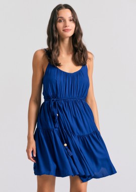 Μίνι φόρεμα με βολάν από βισκόζη