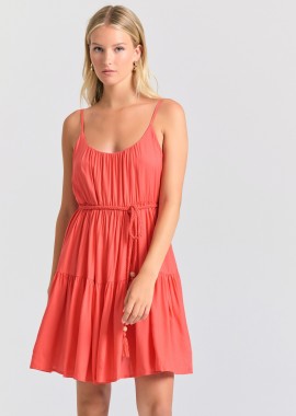 Μίνι φόρεμα με βολάν από βισκόζη