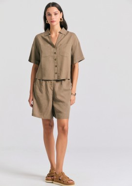 Loose fit lyocell garment dyed πουκάμισο