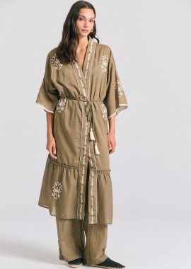 Γυναικείο kimono με κέντημα και βολάν