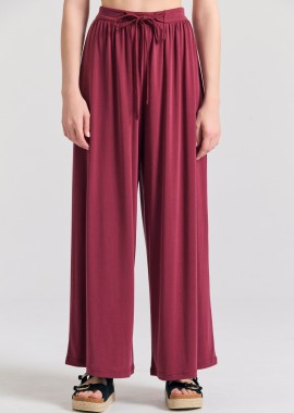 Wide leg παντελόνα με δέσιμο με κορδόνι