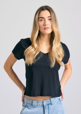 Γυναικείο βαμβακερό t-shirt με άνοιγμα V