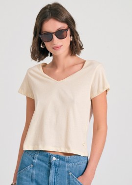 Γυναικείο βαμβακερό t-shirt με άνοιγμα V