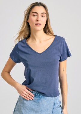 Γυναικείο βαμβακερό t-shirt με άνοιγμα V