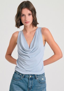 Ντραπέ αμάνικη μπλούζα με ανοιχτή πλάτη