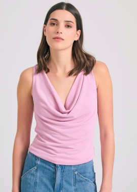 Ντραπέ αμάνικη μπλούζα με ανοιχτή πλάτη