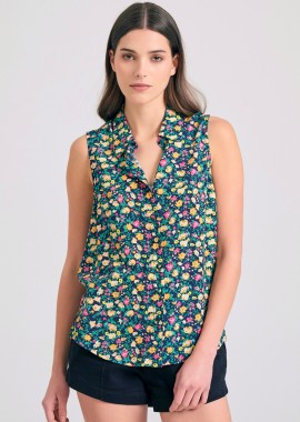 Γυναικείο φλοράλ αμάνικο πουκάμισο