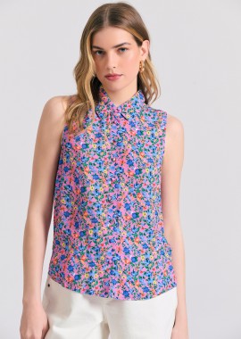 Γυναικείο φλοράλ αμάνικο πουκάμισο