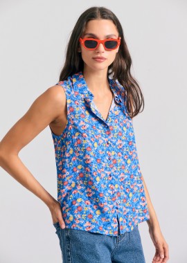 Γυναικείο φλοράλ αμάνικο πουκάμισο