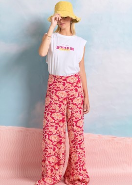 Wide leg εμπριμέ παντελόνα από βισκόζη