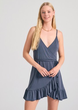 Mini κρουαζέ φόρεμα με βολάν