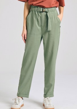 Lyocell blend παντελόνι με ζώνη στη μέση