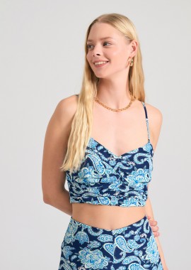 Εμπριμέ cropped τοπ από βισκόζη