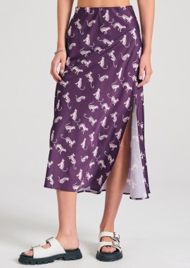 Μίντι εμπριμέ φούστα με άνοιγμα στο πλάι