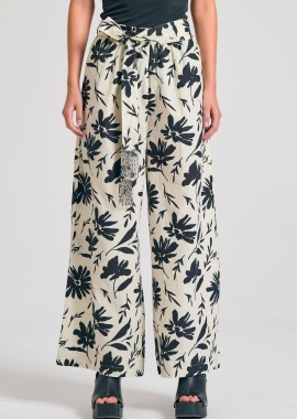 Wide leg εμπριμέ παντελόνα με exotic τύπωμα