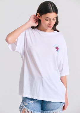 Loose fit t-shirt με photographic τύπωμα στην πλάτη