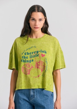 Oversized grament dyed t-shirt με photographic τύπωμα