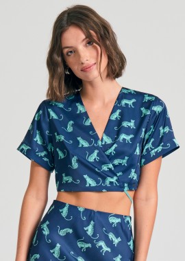 Κρουαζέ cropped τοπ με cut out λεπτομέρειες