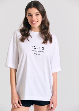 Loose fit t-shirt με ανάγλυφο τύπωμα στην πλάτη