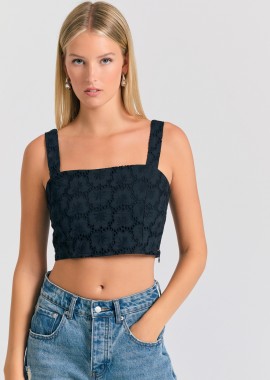 Embroidery cropped top με μοτίβο